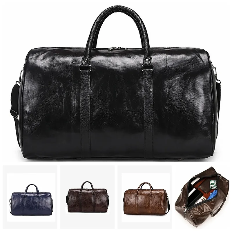 Large Leather Duffle Bag for Men Travel, Gym Weekend Getaway