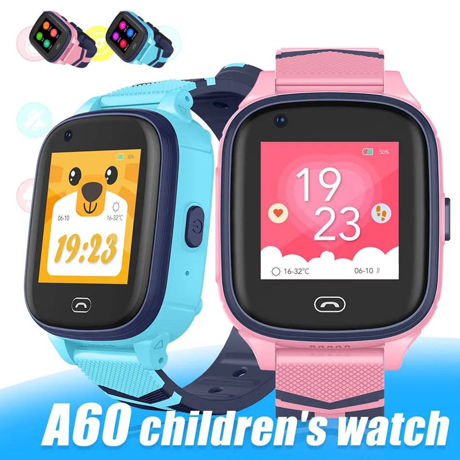 A60 4G 어린이 와이파이 스마트 시계 피트니스 팔찌 시계 GPS 연결 방수 베이비 모바일 Smartwatch 소매 상자