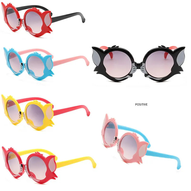 2021 Novos Crianças Dos Desenhos Animados Gato Óculos de Sol Moda Meninos e Meninas Gatos Rosto Óculos de Sol Eyeglasses PC Quadro para Crianças