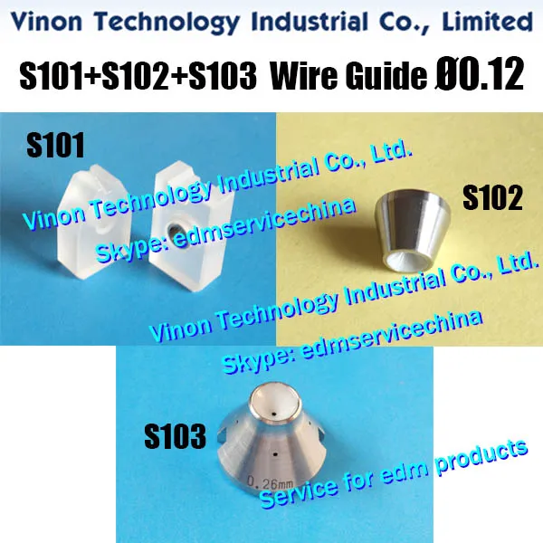 ￘Set guidafilo S101+S102+S103 da 0,12 mm (3 pezzi) = Guida in zaffiro AB 3080051+Guida superiore 3080238+DICE inferiore 3081015) 0205099, 0200136, 0206102