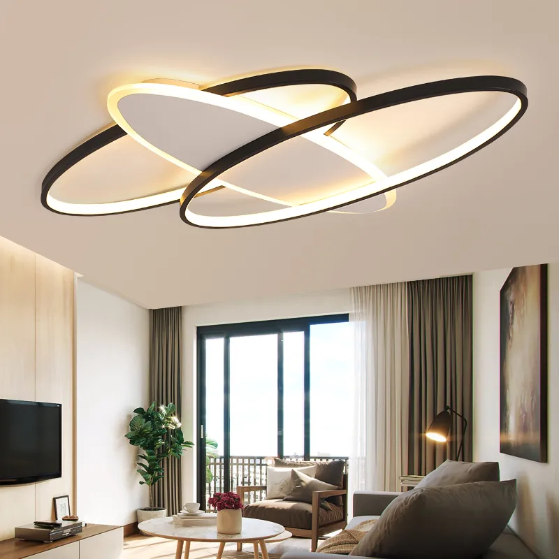 Lámparas de araña led modernas, luces redondas cuadradas para sala de estar para dormitorio, iluminación superior, lámpara de araña decorativa negra
