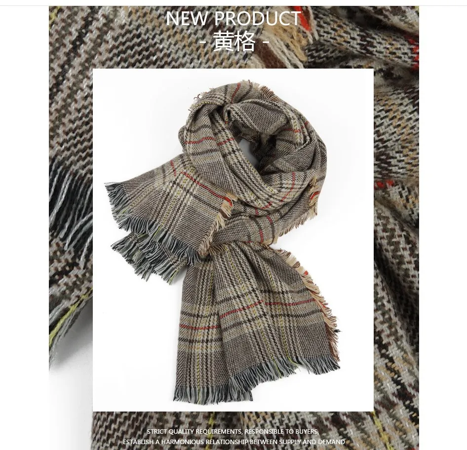 Lyx - en också grossist vinter cashmere halsduk, klassisk plaid, högmodig kvalitet, herr och kvinnors halsduk, presentval.