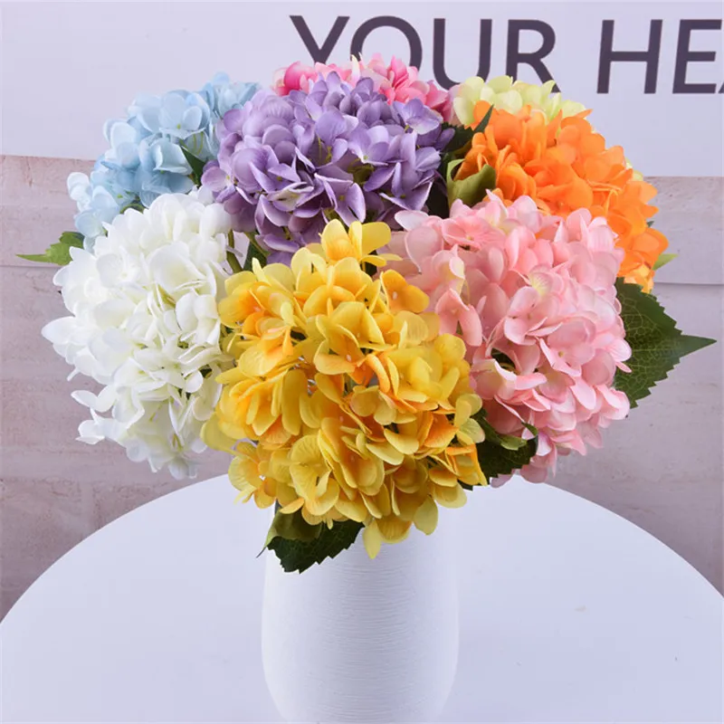 Artificial Hydrangea Flower 6 Head s47cm Fake Silk Flowers Hydrangeas Wedding Centerpieces Party Decorative Home Decor dc097