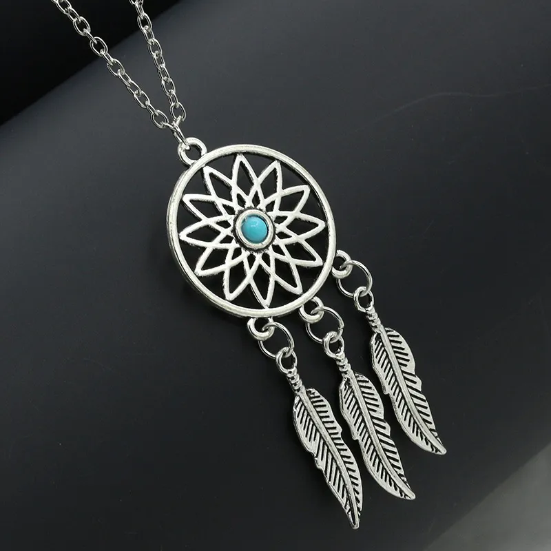 Fashion Bohemian Retro Dream Catcher cadeia pingente de colar Colar Pingente Tassel Feather senhoras colar de jóias faddish Choker