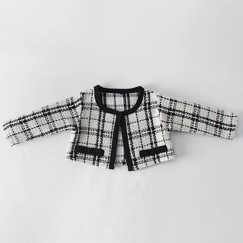 Baby Girl Ubrania Noworodka wiosna 2019 Baby Rompers for Girls Plaid Princess Christmas Baby Ubrania Zestaw Romper+ Kurtka 2PC Y1995