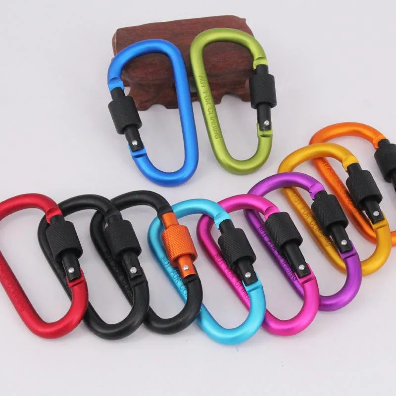 Aluminium carabiners camping utomhus aluminiumlegering skruvlås karabiner klipp krok camping nyckelchain skruvgruna låsning förtjockad diamezz