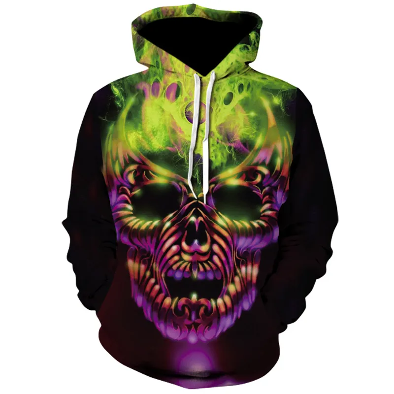 Blue flame skull hoodie sale