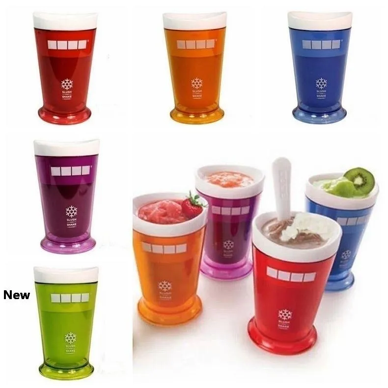 5 Colors Creative New Fruits Juice Cup Fruits Sand Ice Cream ZOKU Slush Shake Maker Slushy Milkshake Smoothie Cup CCA11551 60pcs