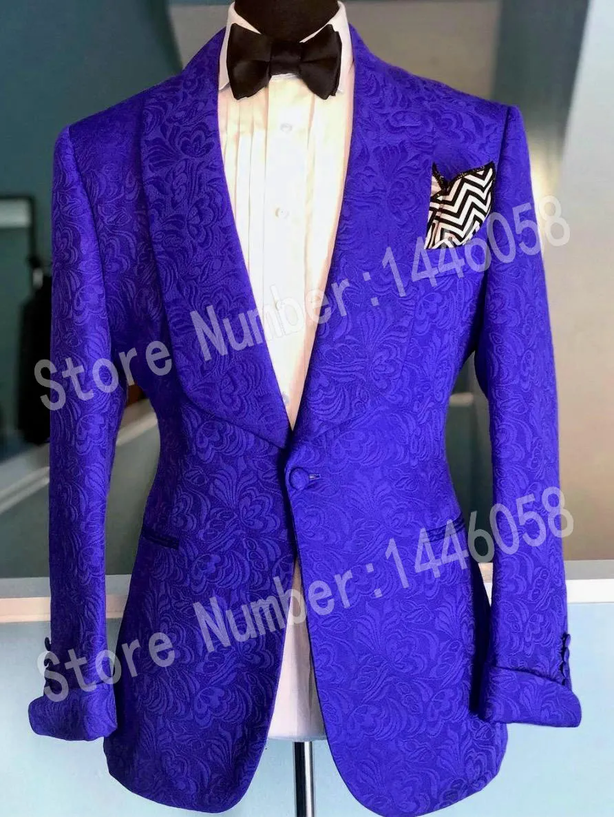 Erkek Düğün Pantolon Ile 2019 Groomsmen Kraliyet Mavi / Siyah / Bordo / Mor Sigara Smokin Ceket Damat Terno Balo Parti Erkekler Için Suits