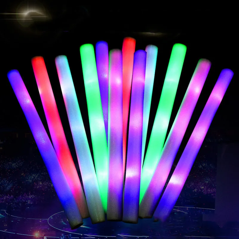 LED Light Stick Flashing Light Up Foam Glow Sticks Rainbow Color LED