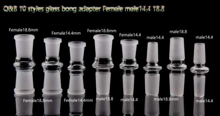 QBSOMK 10 Stijlen Glas Bong Adapter 14.4 18.8 Man naar Vrouwelijke Joint 14 MM 18mm Vrouw aan Mannelijke Converter Glas Adapter Joint voor Glass Bong