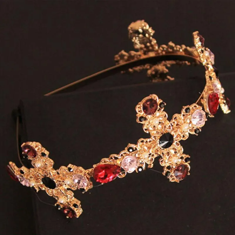 Easter Baroque Big Gem Hair Hoop Headband Hairpin Headdress Luxury Gold Delicate Cross Fashion Hair Band Hair Accessories