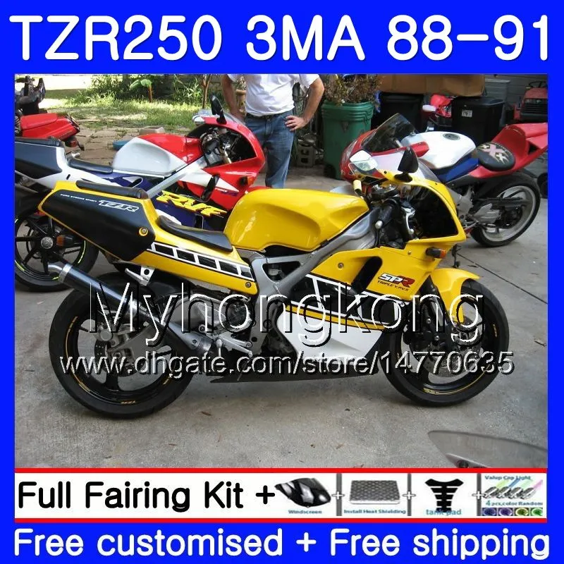 Kit voor Yamaha TZR250RR TZR-250 TZR 250 88 89 90 91 Body 244HM.44 TZR250 RS RR YPVS 3MA TZR250 Top Geel Zwart 1988 1989 1990 1991 Kuip