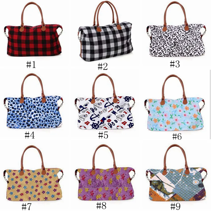 17 polegadas xadrez Duffel Saco de alta capacidade de camuflagem viagem Tote do leopardo bolsa dupla alças exterior Desporto Bag ZZA1011