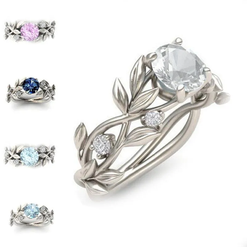 Crystal cubic Zirconia Ring Branch Band Flower Ring Anneaux de mariage Luxury Designer Bijoux Femmes Anneaux Engagement