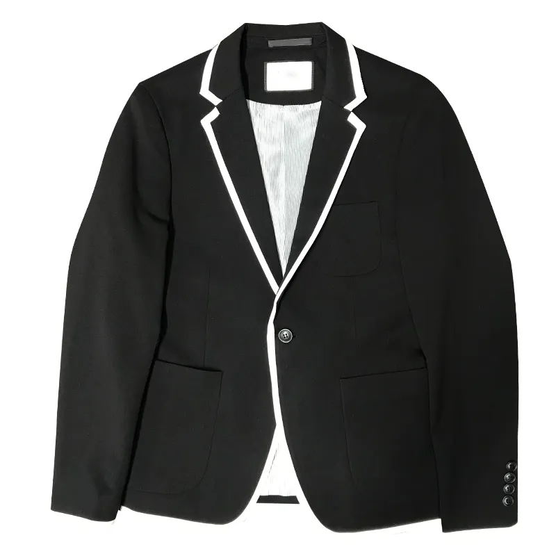 Mens black blazer with white trim 2025