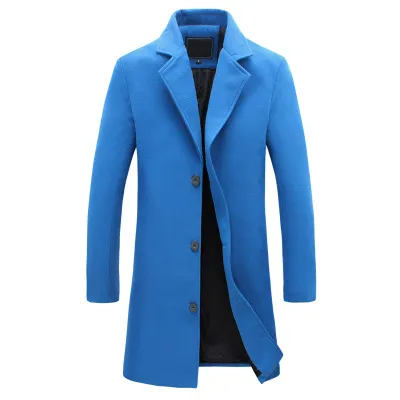 Escudo Otoño azul real del hombre abrigo largo invierno Trench hombres  ajuste delgado de gran tamaño ocasional del abrigo de lana de abrigo de  manga