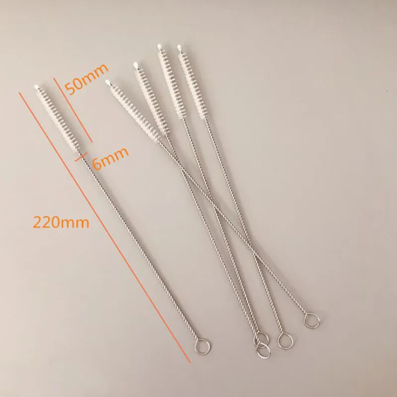 Pennello a basso prezzo leggero in acciaio inox Spazzola per cannucce, pennello in nylon lungo 200mm per cannucce metalliche pulizia posta libera