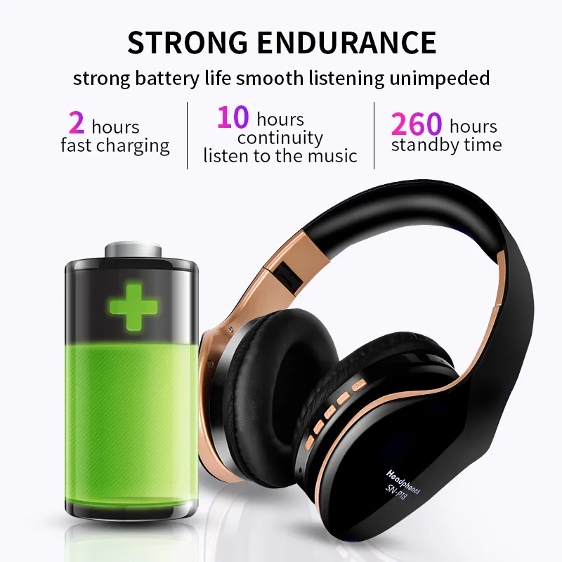 Foldable Wireless Bluetooth Headset With Stereo Sound For Gaming