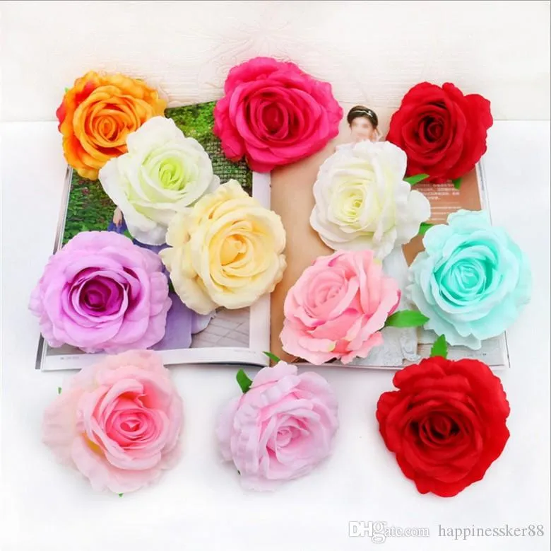 50PCS 11CM Künstliche Blumen Rose Silk Blumen-künstliche Blumen-Köpfe Hauptdekor Hochzeit Bevorzugungen DIY Dekoration
