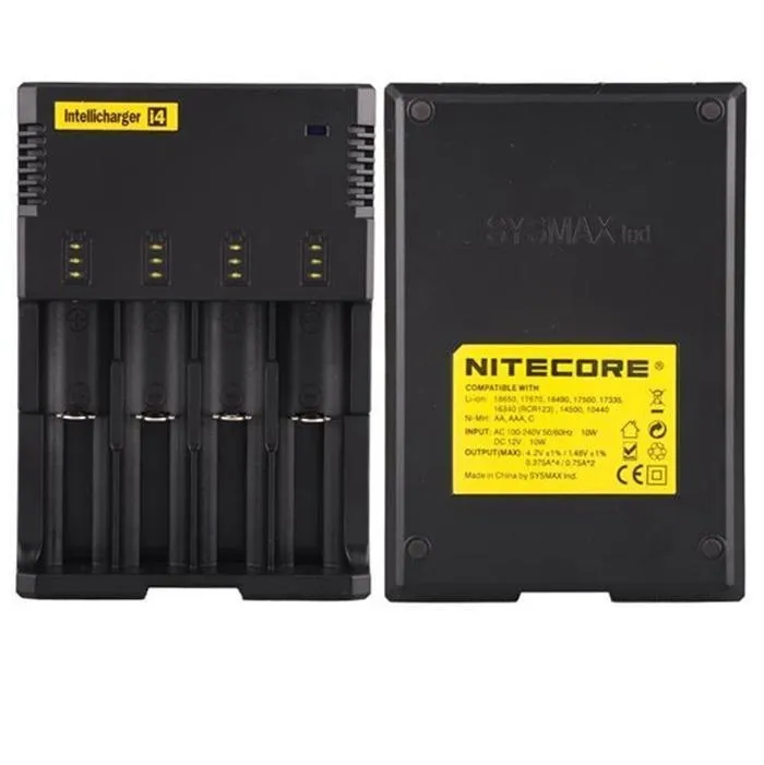 원래 Nitecore I4 범용 충전기-18650 18500 26650 I2 D2 D4 배터리 멀티 기능을위한 전자 담배 배터리 충전기