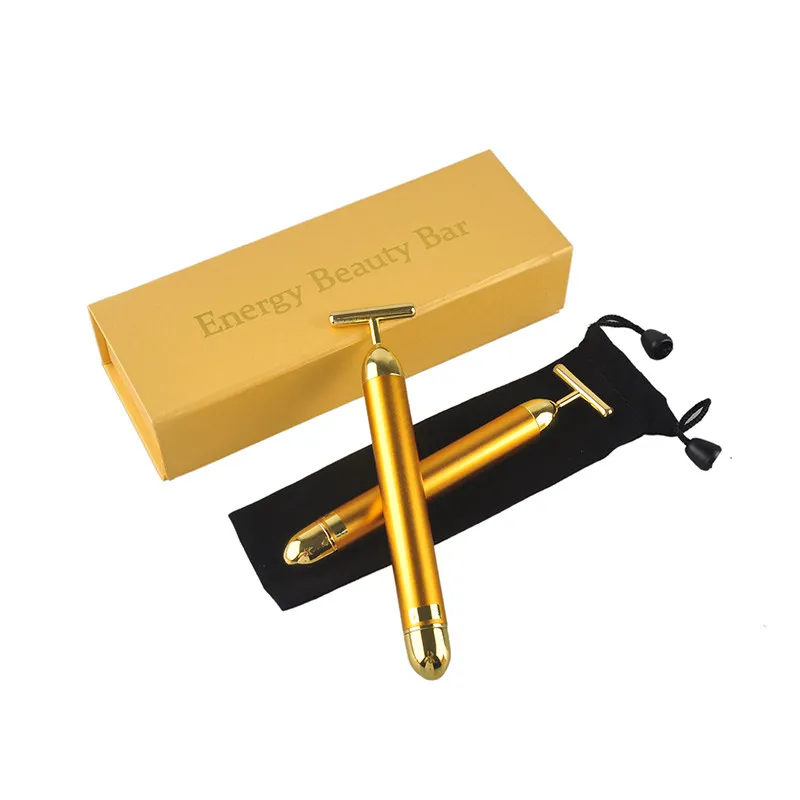 DHL Energy Beauty Bar 24K Gold Pulse Raffermissant Masseur Facial Roller Massager Derma Skincare Traitement des rides avec boîte