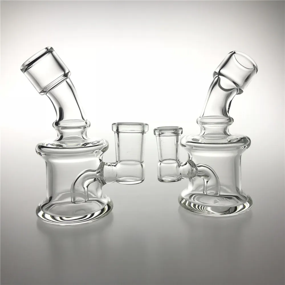 3.5 Inch Mini Glass Water Bongs with Hookah 10mm 14mm Female Clear Beaker Recycler Bong Hand Smoking Oil Rigs