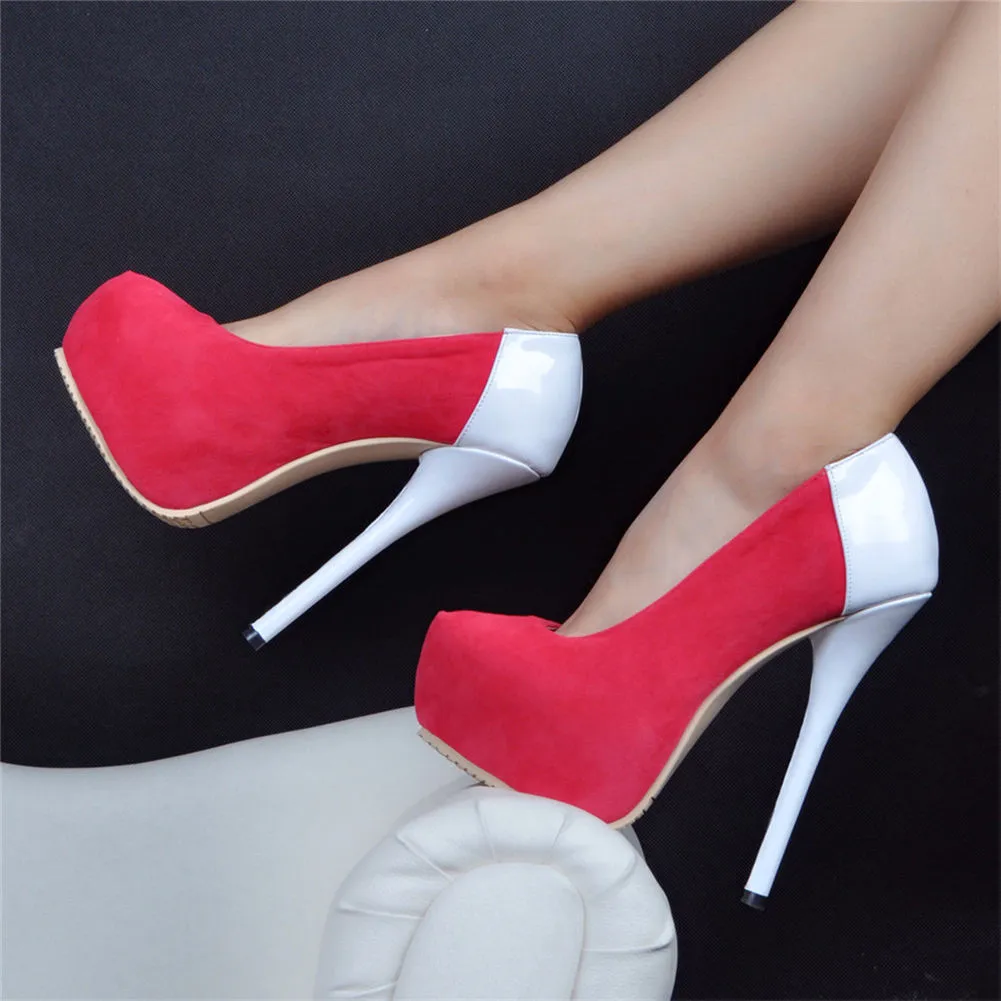 Design des femmes Big Taille 47 Red Plateforme Chaussures talon femme Sexy Sexy Thin High Heels Chaussures Femmes Slip on Party Mariage Posn