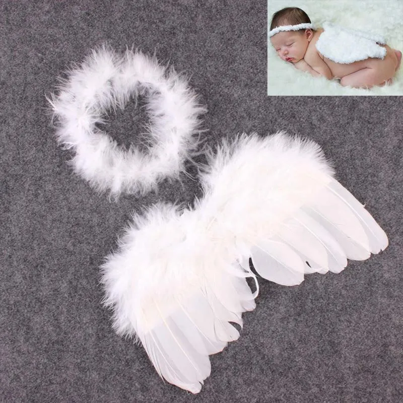 Newborn Photography Props White Angel Wings Baby Photos Props Feather Wings Girls Hair Baby Photography Hair Accessories for kid