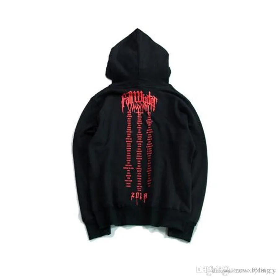 2017 Mens Oversize Red Metal Logo Printed Vetements Hoodie Black