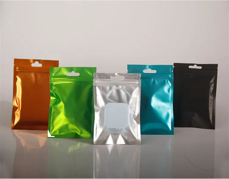 100 peças um lado de um lado colorido transialável zip mylar bolsa de alumínio bolsas de cheiro bolsas de jóias de jóias epacket