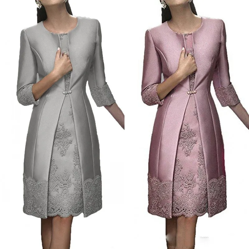 Rose Gold Mother Of The Bride Dress Suit Gowns VIntage Satin Lace Appliques  | eBay