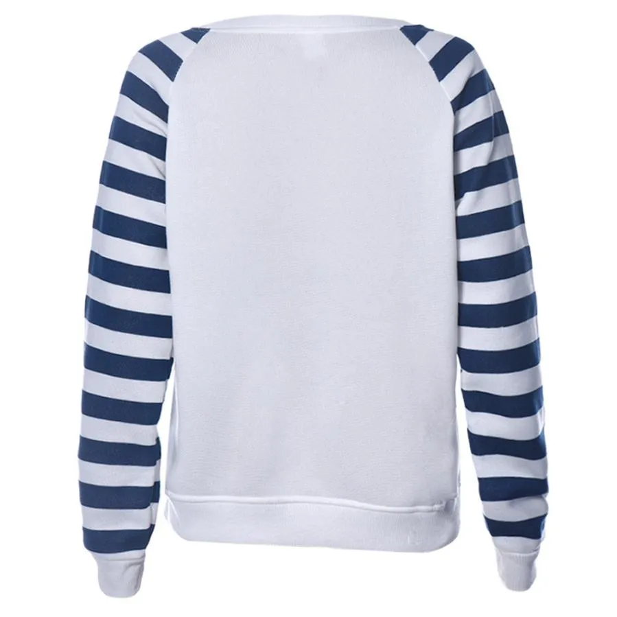 Gros-JECKSION 2016 Nouvelles Femmes Chemise Bateau Anchor Stripe Imprimer À Manches Longues Sweat Pull Tops #LYW