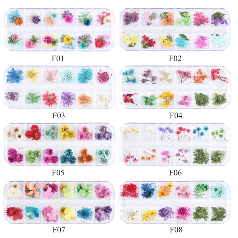 Nail Art Decorations 1 Wheel Dried Flowers Natural Flower Leaf Floral  Manicure Sticker Summer Slider Design For Nails LA1559 1 From Cinda03,  $18.34