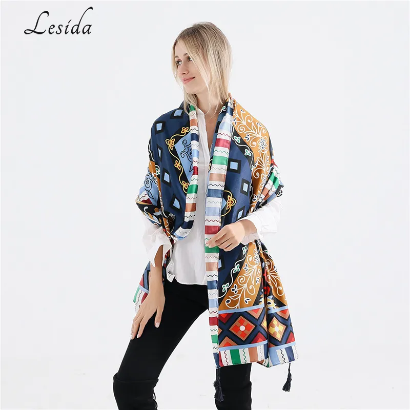 Wholesale- Tassel Women Hemp Long Polyester Poncho Fashion New Polyester Boho Shawl Scarf Wrap Woman Joker Large Floral Print Ponchos