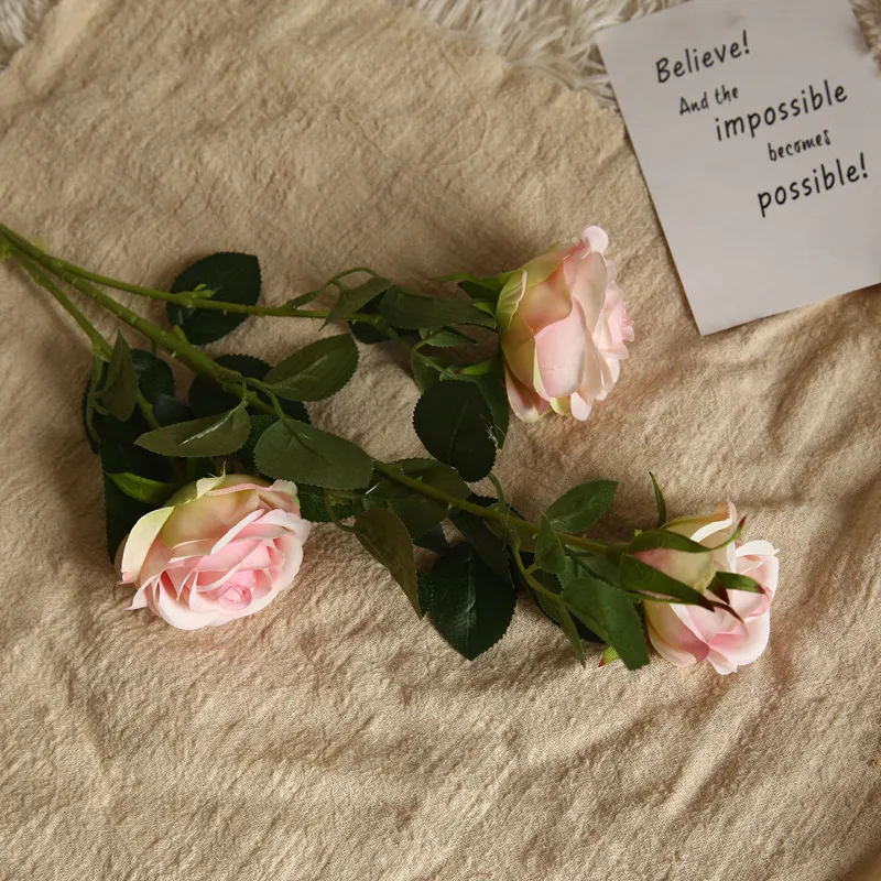Poundstretcher Artificial Flowers Single Branch 4 Heads Roses Silk