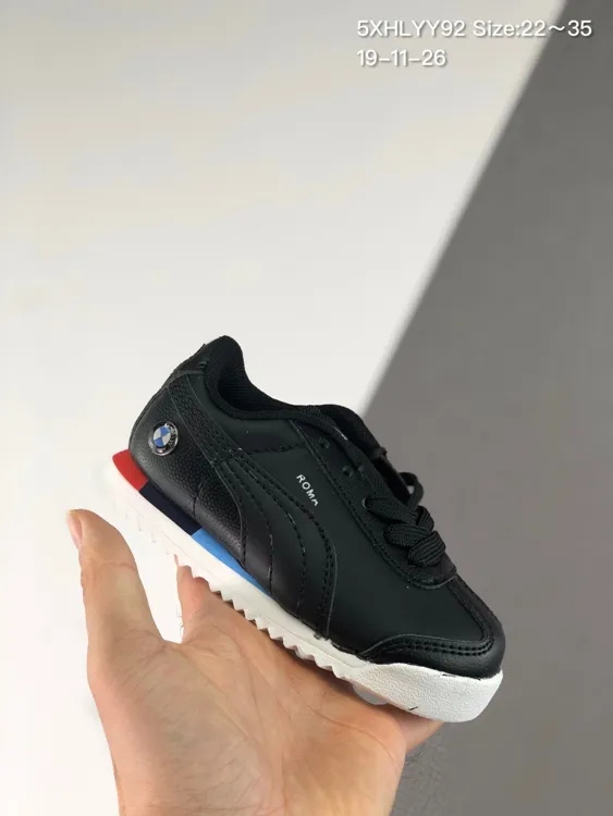 BMW M Motorsport Roma bambini sneaker bambini scarpe da corsa per bambini pallacanestro nero oro formatori bianchi formatori in pelle scamosciata