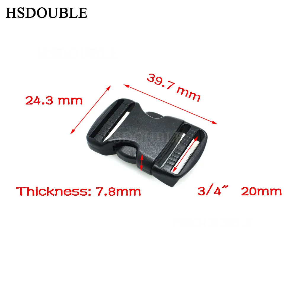 20mm Dual Adjustable Side Quick Release Buckle Clip Cord Strap