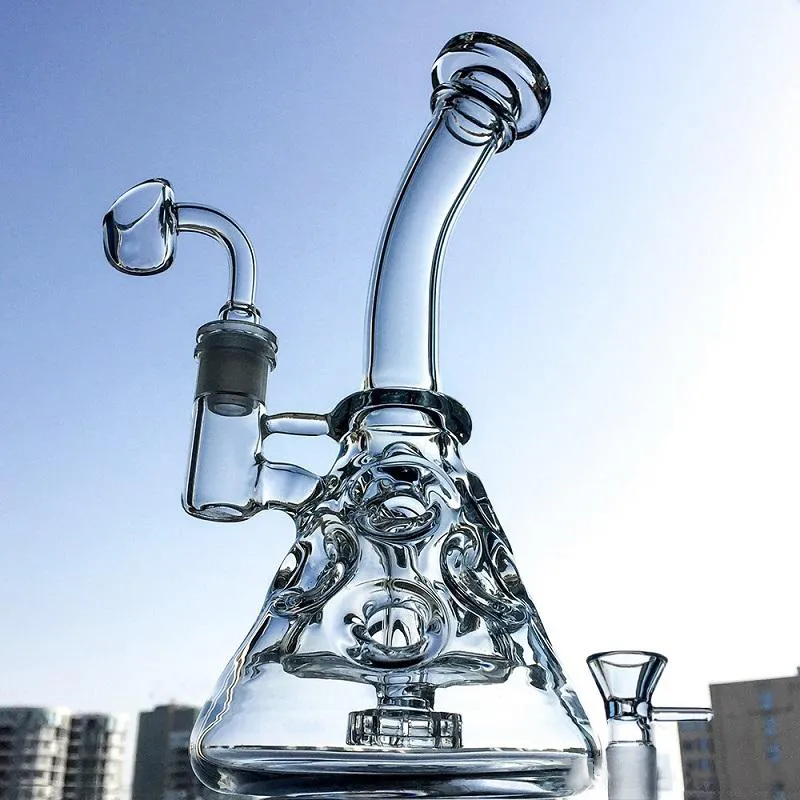 Glass Bong Double Recycler Bongs Dab Rigs Turbine Swiss Showerhead Perc Fab Egg Condenser Coil Freezable Dab Oil Rigs Beaker Bong With Bowl
