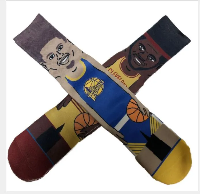 2024 3D Digital Printed Scars Growen Socks For European and American Men's Basketball Socks
