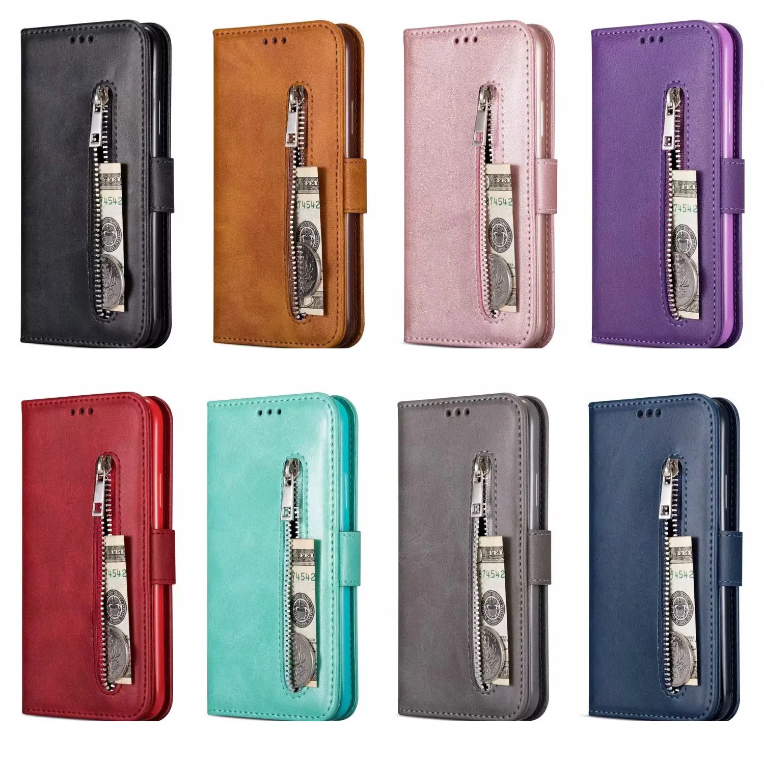 Zipper PU lederen portemonnee kisten voor Samsung Galaxy S23 plus S22 S21 FE Note 20 S20 Ultra A33 A53 5G Holder geld ID 3 kaart slot flip cover standaard luxe zakjes