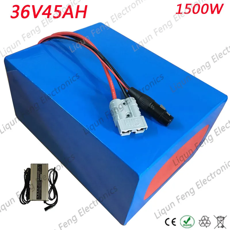 EU US No Tax DIY Lithium Electric Fietsbatterij 36V 45AH 1000W 1500W E Fietsbatterij 36V 45Ah Ebike Batterij met 50A BMS + 5A Charge