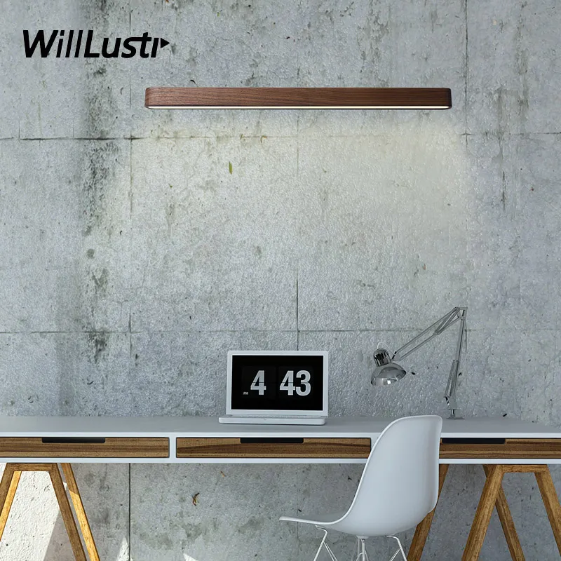 Willlustr 나무 LED 벽 램프 현대 Sconce 블랙 호두 핀란드 소나무 거실 침실 레스토랑 호텔 일본 스타일 조명