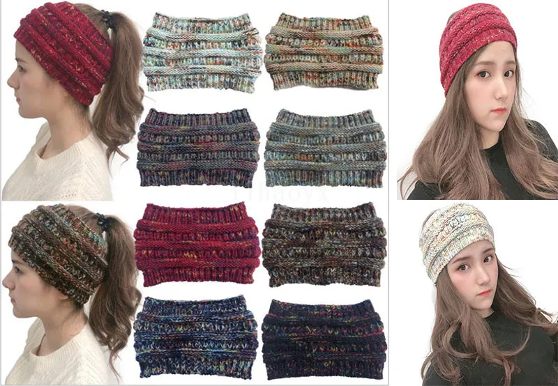 Big Girls Colorful Knitted Crochet Twist Headband Mom Winter Ear Warmer Elastic Hair Band Wide Heather Cap Hair Accessories dc877