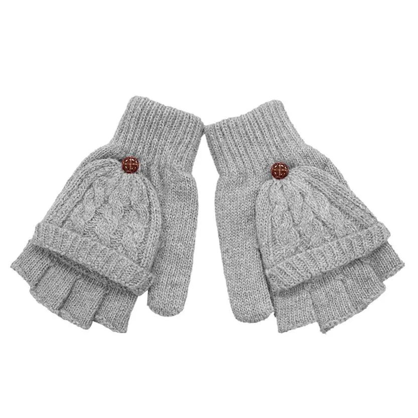 Guanti Invernali Donna Termici E Touchscreen: Modello Convertibile Con E Senza Dita, Grigio-bianco