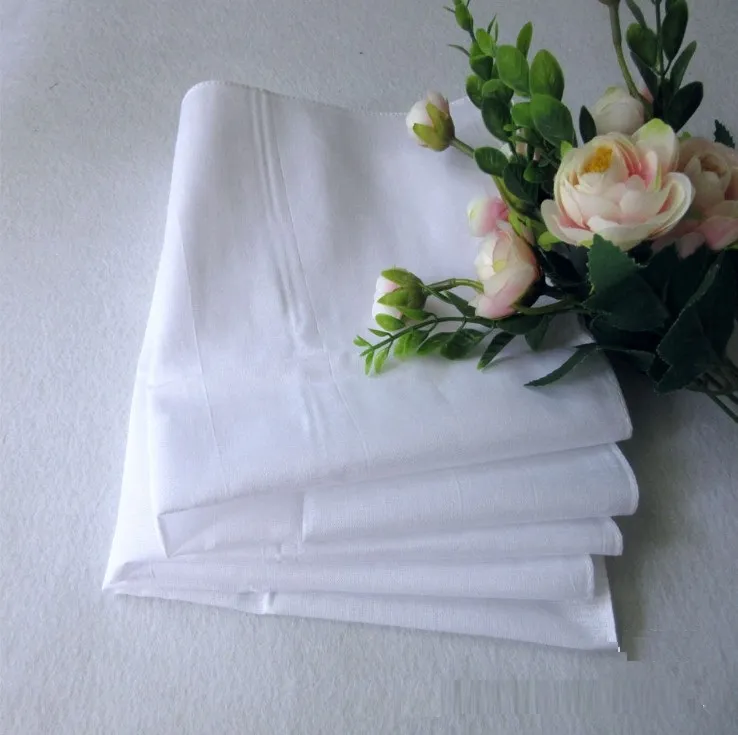100% katoen mannelijke tafel satijn zakdoek pure witte hankerchiefs katoenen handdoek heren pak pocket vierkante zakdoek whitest