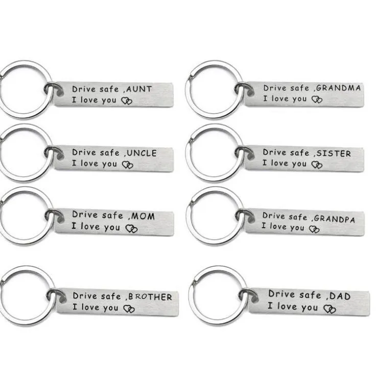 Automotive Keychain Family Drive Safe Stainless Steel Car Keychains For ...