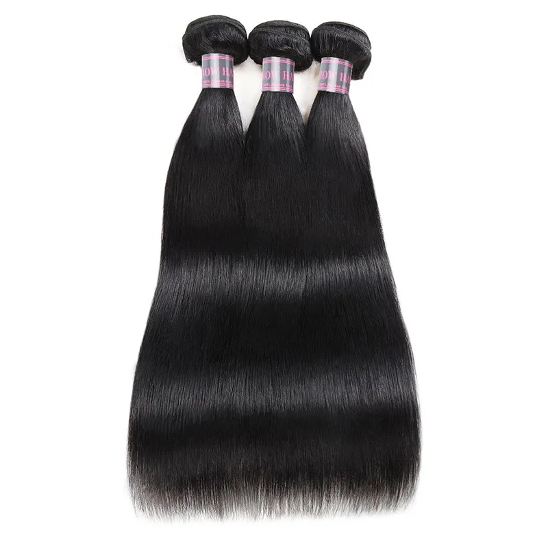 Ishow Extensions de Cheveux Brésiliens Trames Kinky Straight Body Loose Deep Water Wave Curly Peruvian Human Bundles Indien Malaisien pour Femmes Tous Âges Jet Black 8-28inch