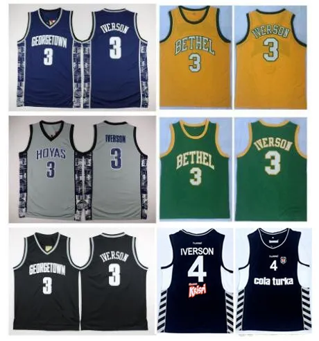 NCAA Georgetown Hoyas Allen Iverson College Jersey 4 Allen Iverson Besiktas Cola Turka of Turkey Turkish Bethel Irish High School Basketball