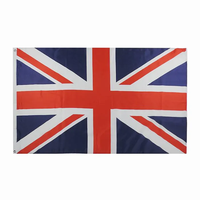 3x5 National Britse vlag, enkelzijdig afdrukken 90% bloeden polyester zeefdruk vlaggen, van professionele fabrikant, gratis verzending